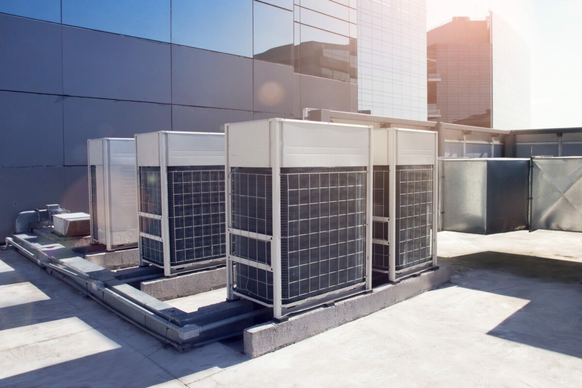 multiple commercial air conditioning units on the roof
